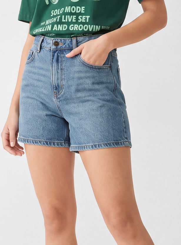 Women High Rise Denim Shorts