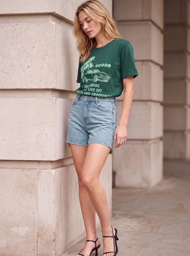 Women High Rise Denim Shorts