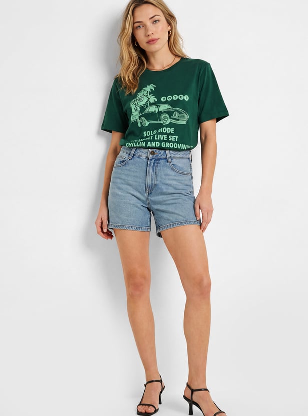 Women High Rise Denim Shorts