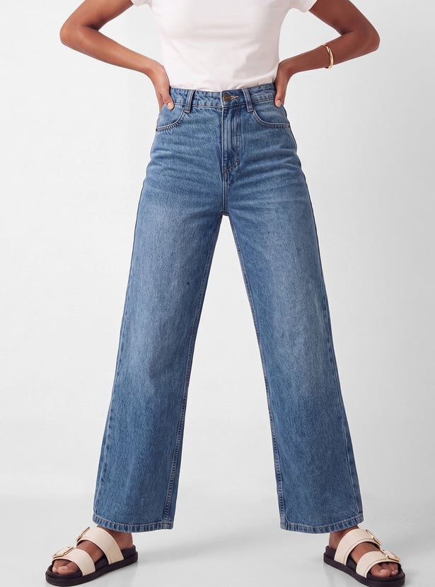 Women Wide-Leg High-Rise Jeans
