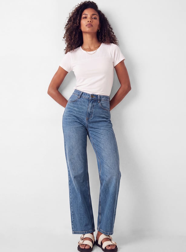 Women Wide-Leg High-Rise Jeans