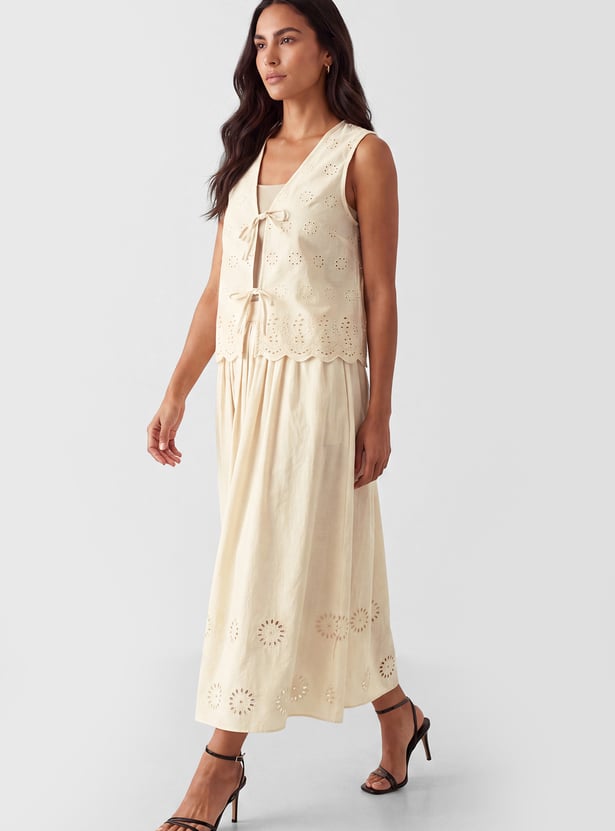 Women Schiffli Midi Skirt