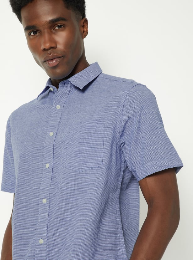 Men Houndstooth Smart Casual Shirt