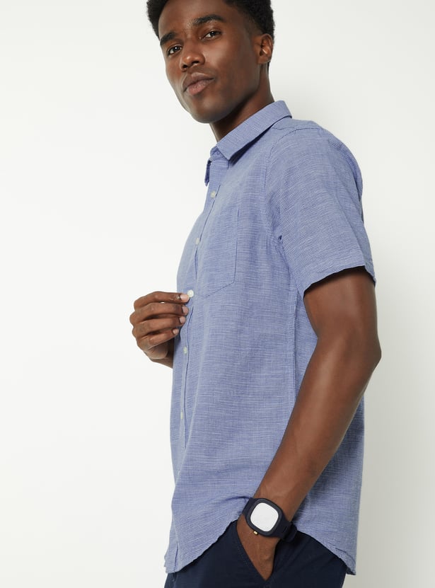 Men Houndstooth Smart Casual Shirt