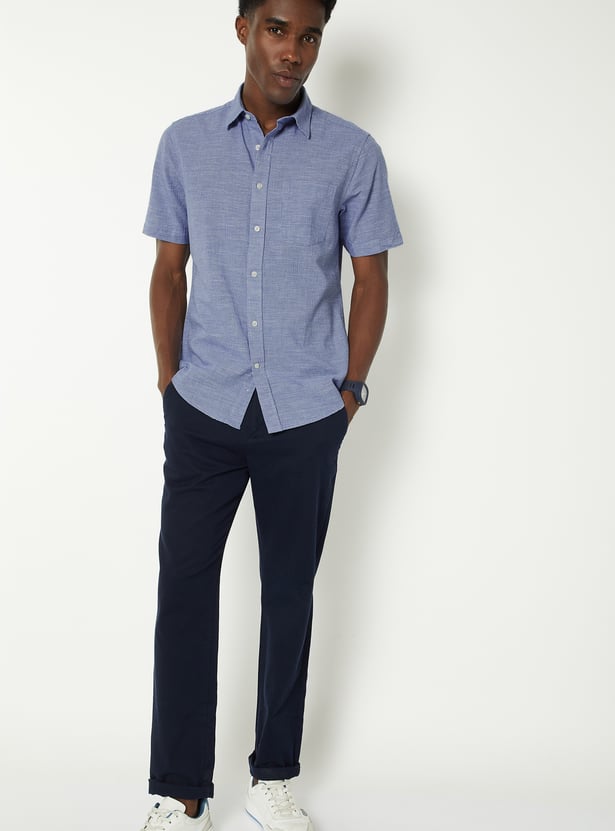 Men Houndstooth Smart Casual Shirt