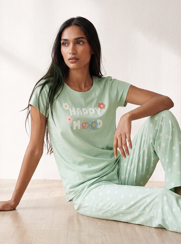 Women Floral Print PJ Set