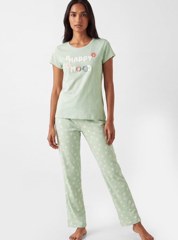 Women Floral Print PJ Set