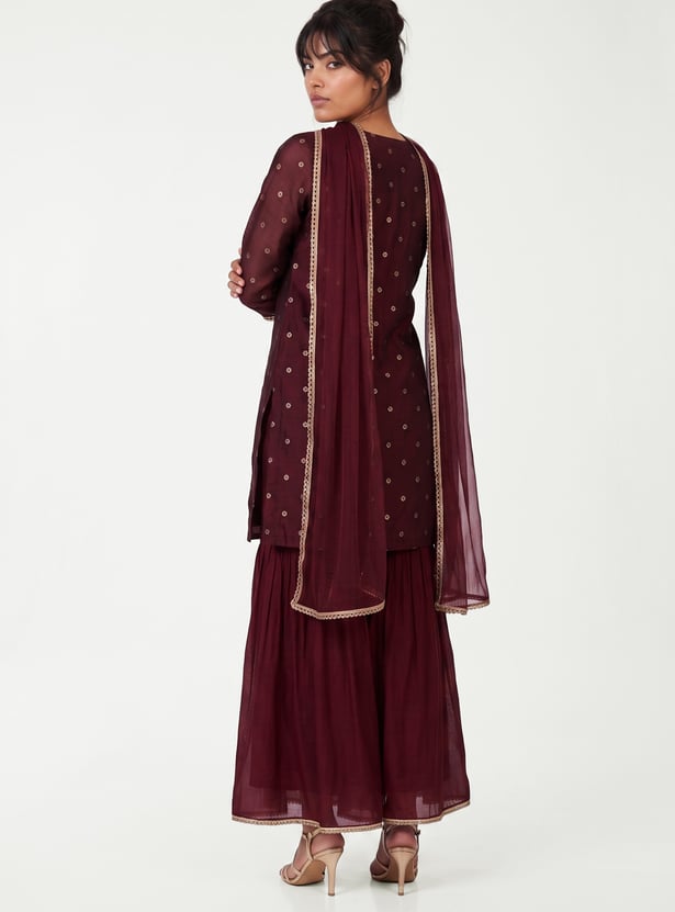 Women Embroidered Sharara Kurta Set