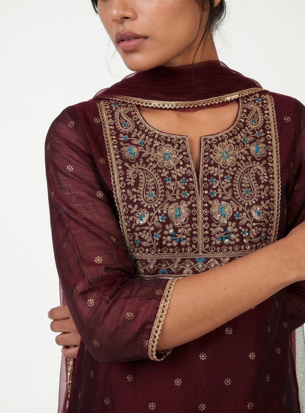 Women Embroidered Sharara Kurta Set