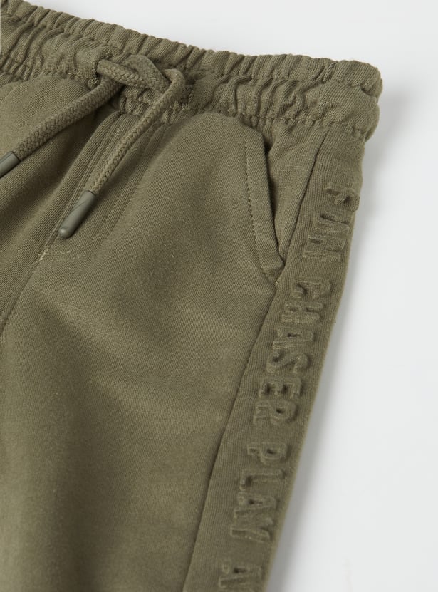 Boys Solid Embossed Joggers - Pack of 2
