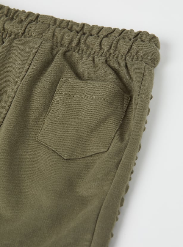 Boys Solid Embossed Joggers - Pack of 2