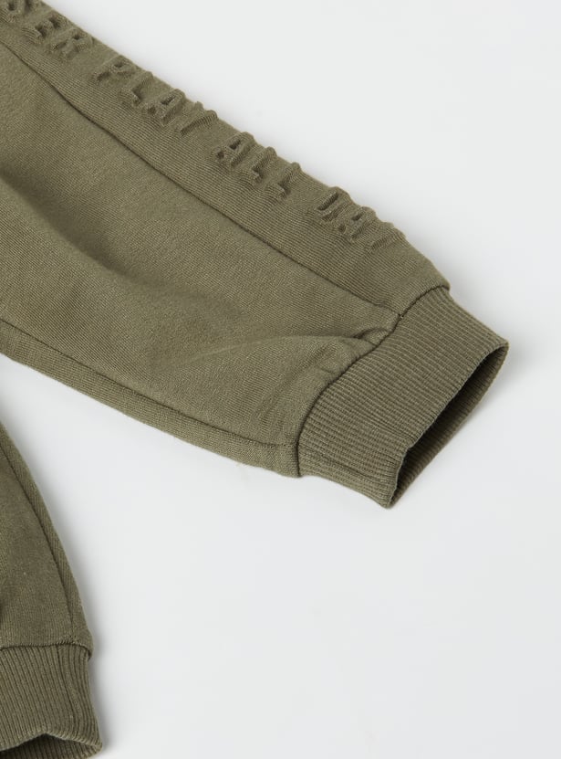Boys Solid Embossed Joggers - Pack of 2