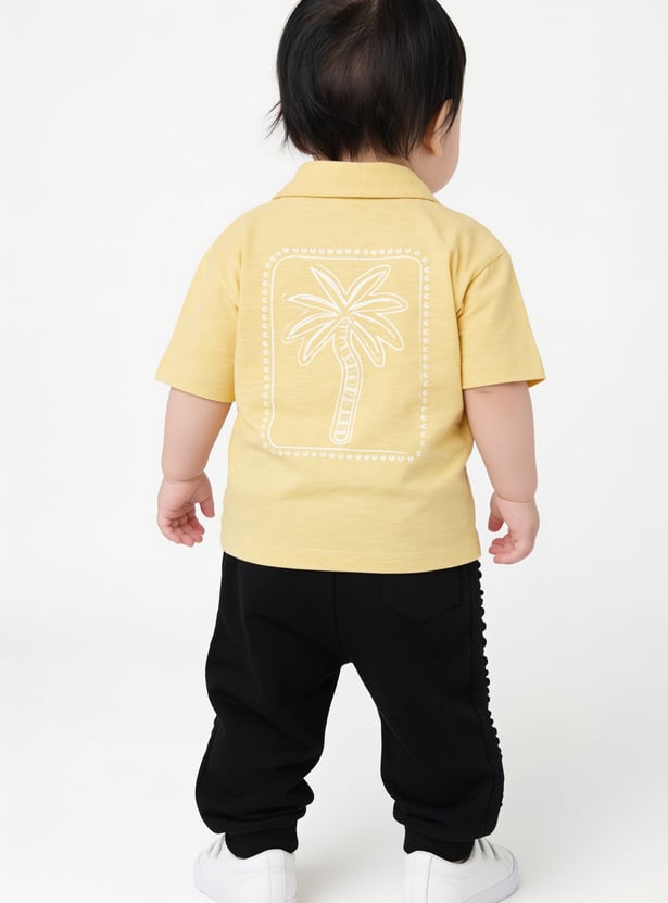 Boys Solid Embossed Joggers - Pack of 2