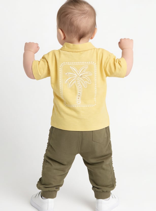 Boys Solid Embossed Joggers - Pack of 2