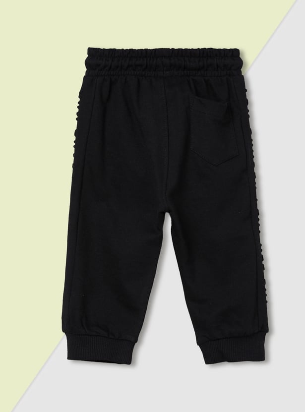 Boys Solid Embossed Joggers - Pack of 2
