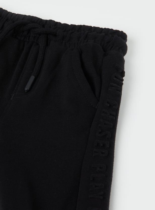 Boys Solid Embossed Joggers - Pack of 2
