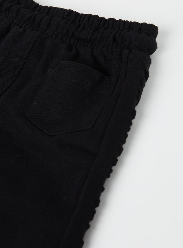 Boys Solid Embossed Joggers - Pack of 2
