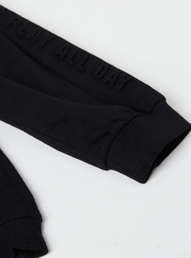 Boys Solid Embossed Joggers - Pack of 2