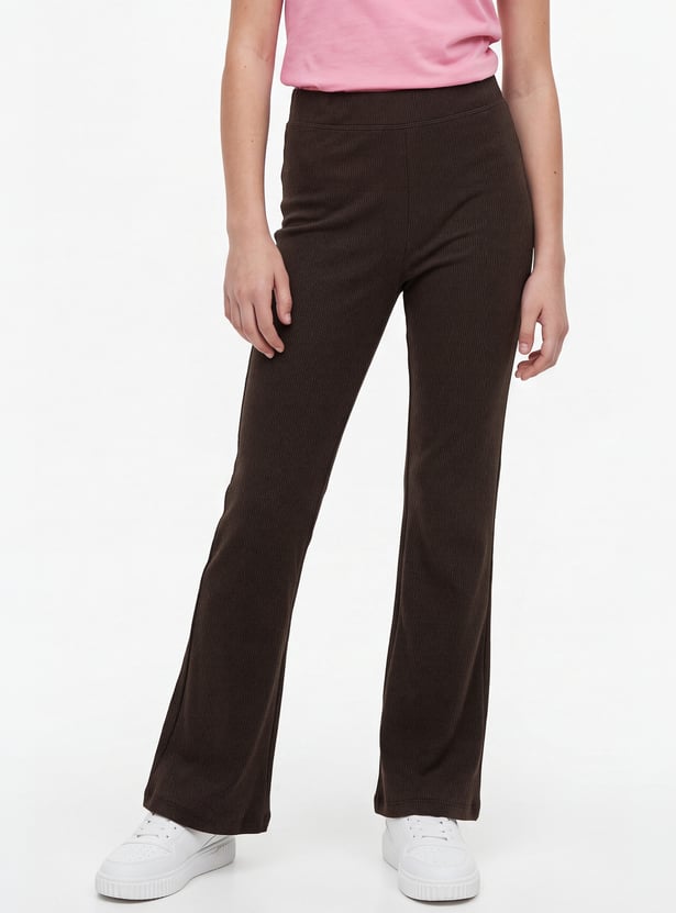 Girls Solid Flared Leggings