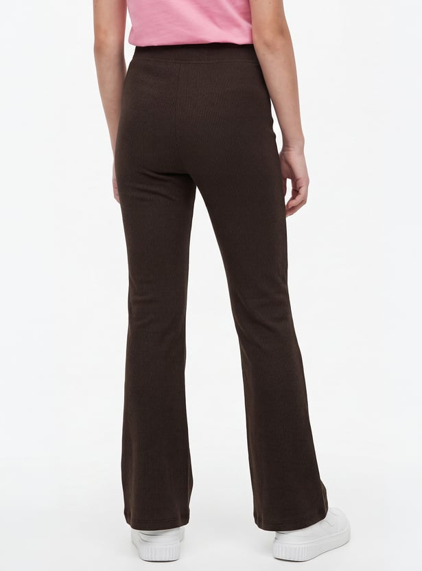 Girls Solid Flared Leggings