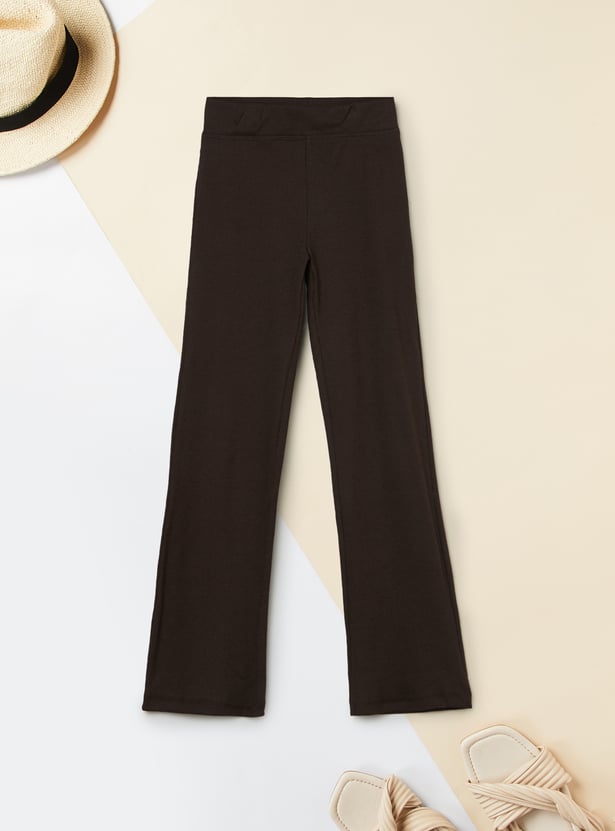 Girls Solid Flared Leggings