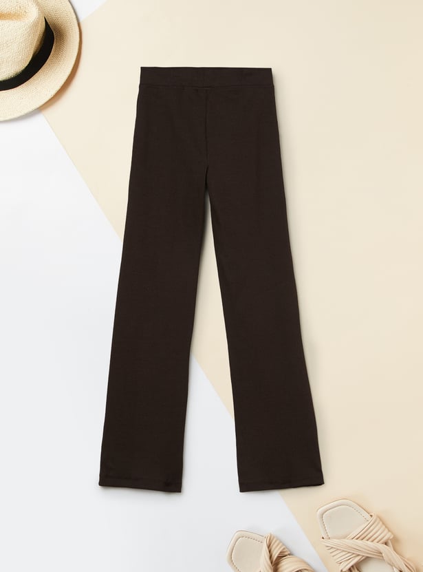 Girls Solid Flared Leggings