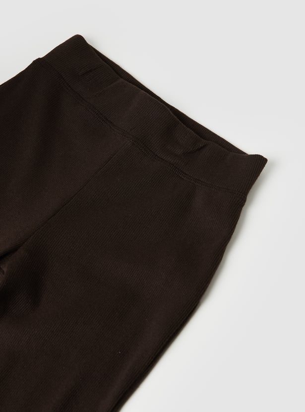 Girls Solid Flared Leggings
