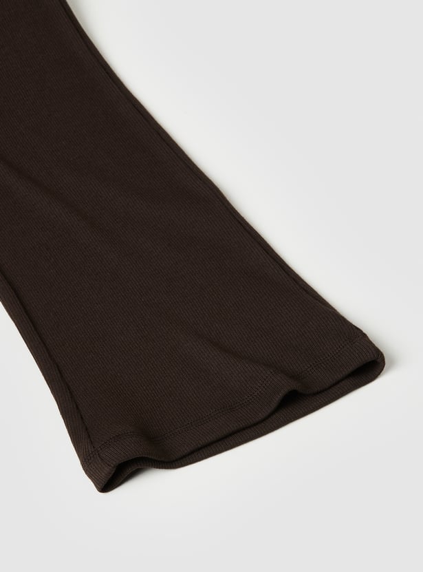 Girls Solid Flared Leggings