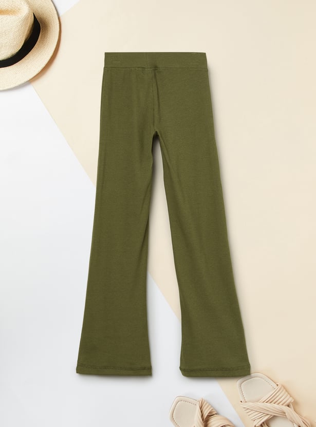 Girls Solid Flared Leggings
