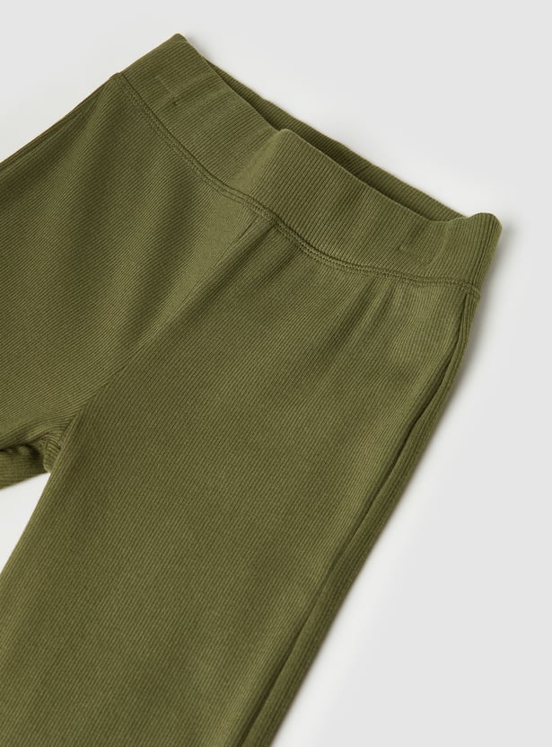 Girls Solid Flared Leggings