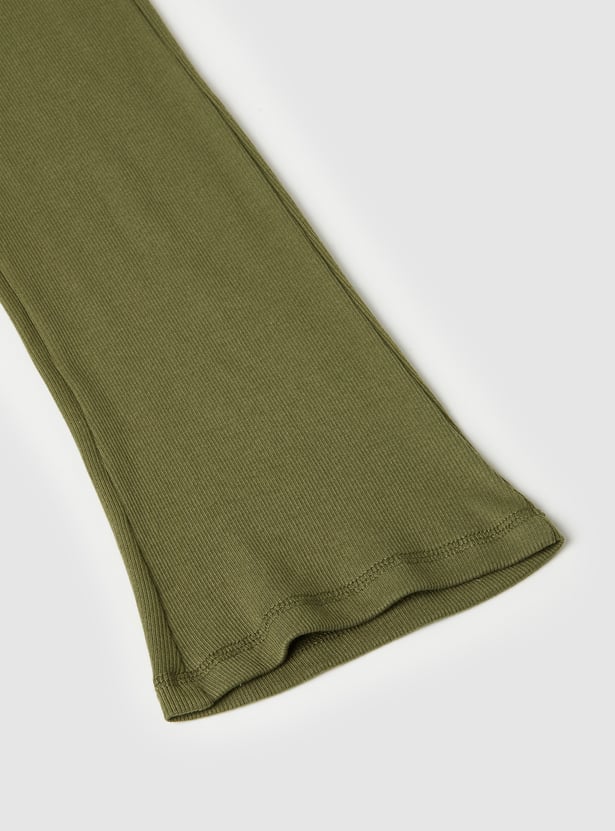 Girls Solid Flared Leggings
