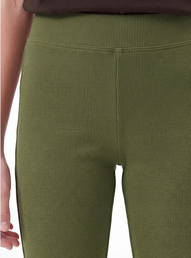 Girls Solid Flared Leggings