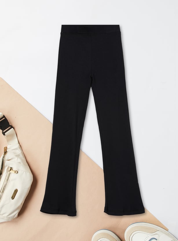 Girls Solid Flared Leggings