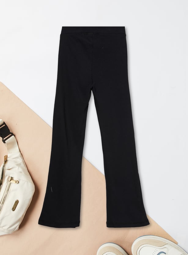 Girls Solid Flared Leggings
