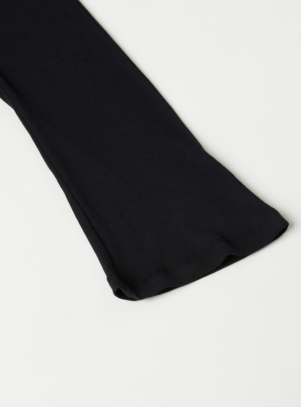 Girls Solid Flared Leggings