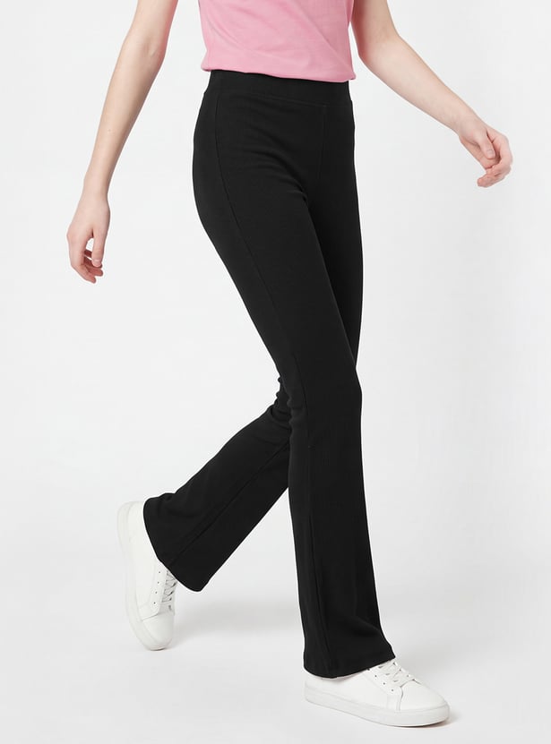 Girls Solid Flared Leggings