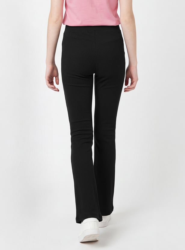 Girls Solid Flared Leggings