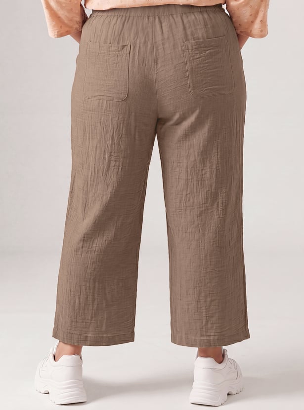 Women Solid Wide Leg Trousers