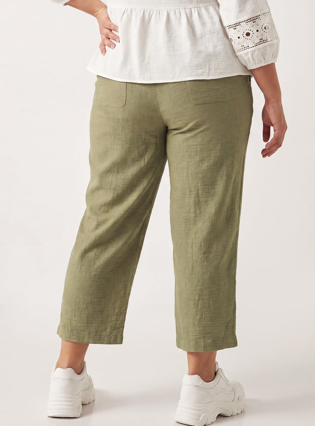 Women Solid Wide Leg Trousers