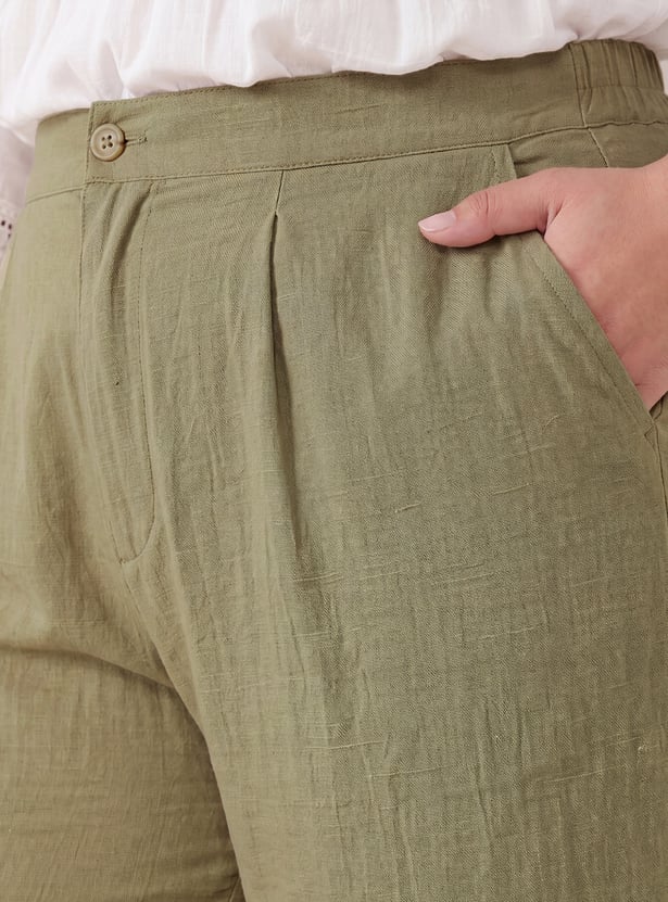 Women Solid Wide Leg Trousers