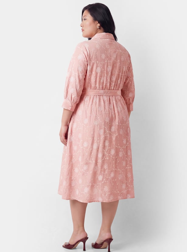 Women Embroidered Shirt Dress