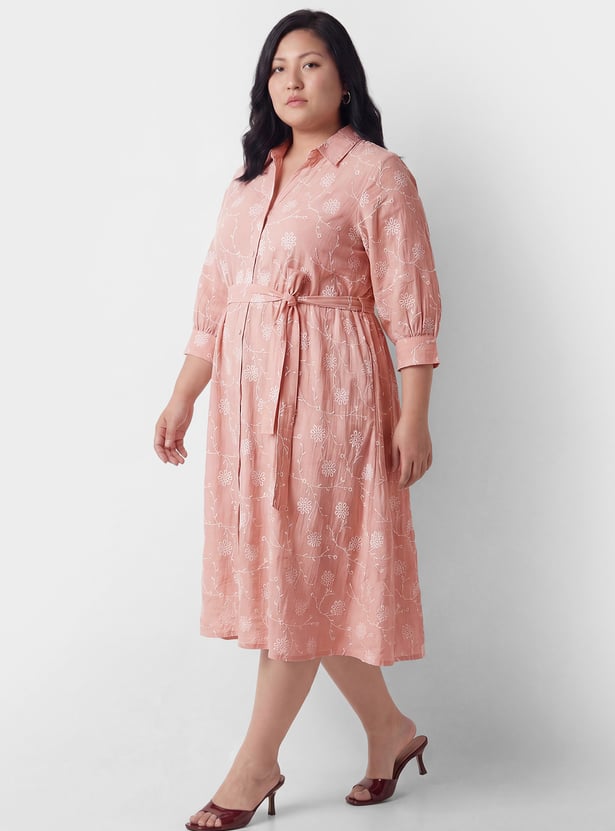 Women Embroidered Shirt Dress