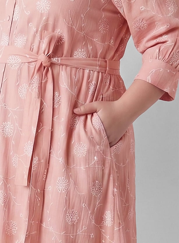 Women Embroidered Shirt Dress