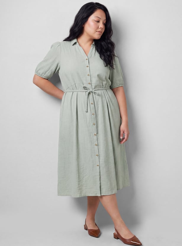 Women Solid Shirt Dress
