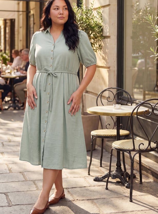 Women Solid Shirt Dress