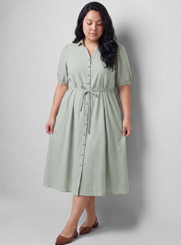 Women Solid Shirt Dress