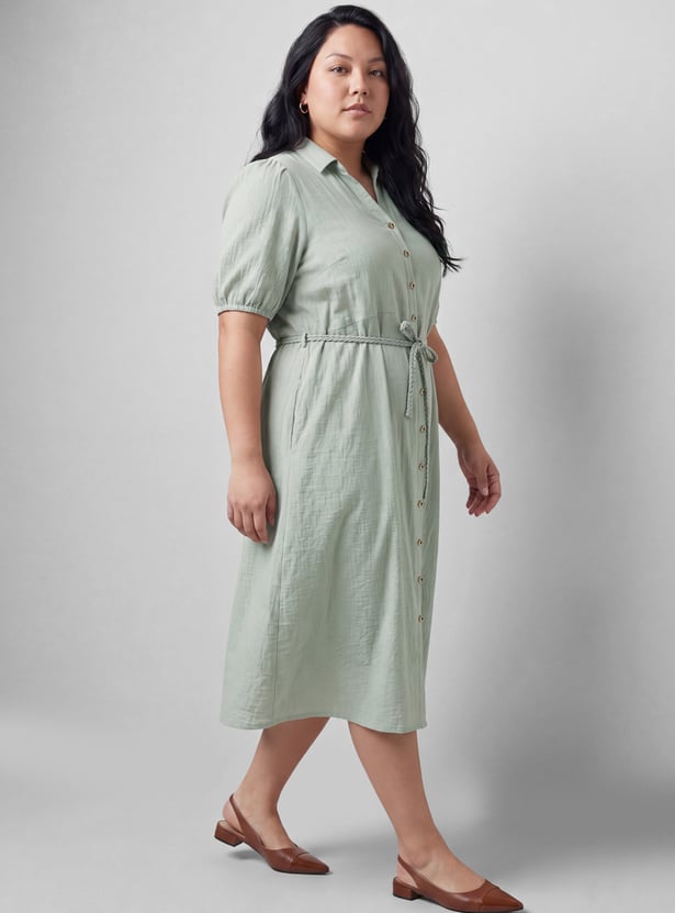 Women Solid Shirt Dress