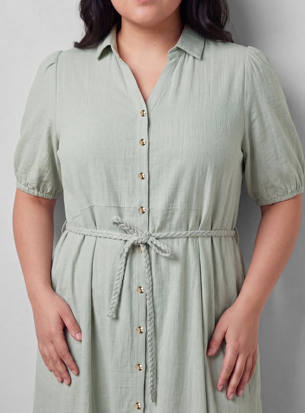 Women Solid Shirt Dress