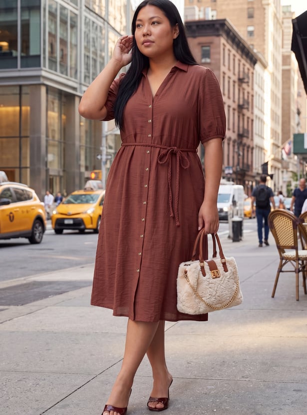 Women Solid Shirt Dress