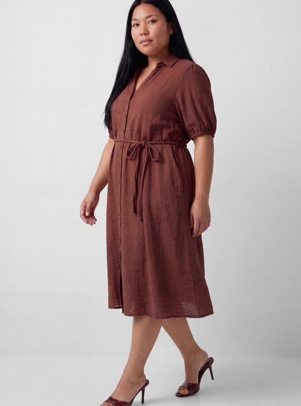Women Solid Shirt Dress